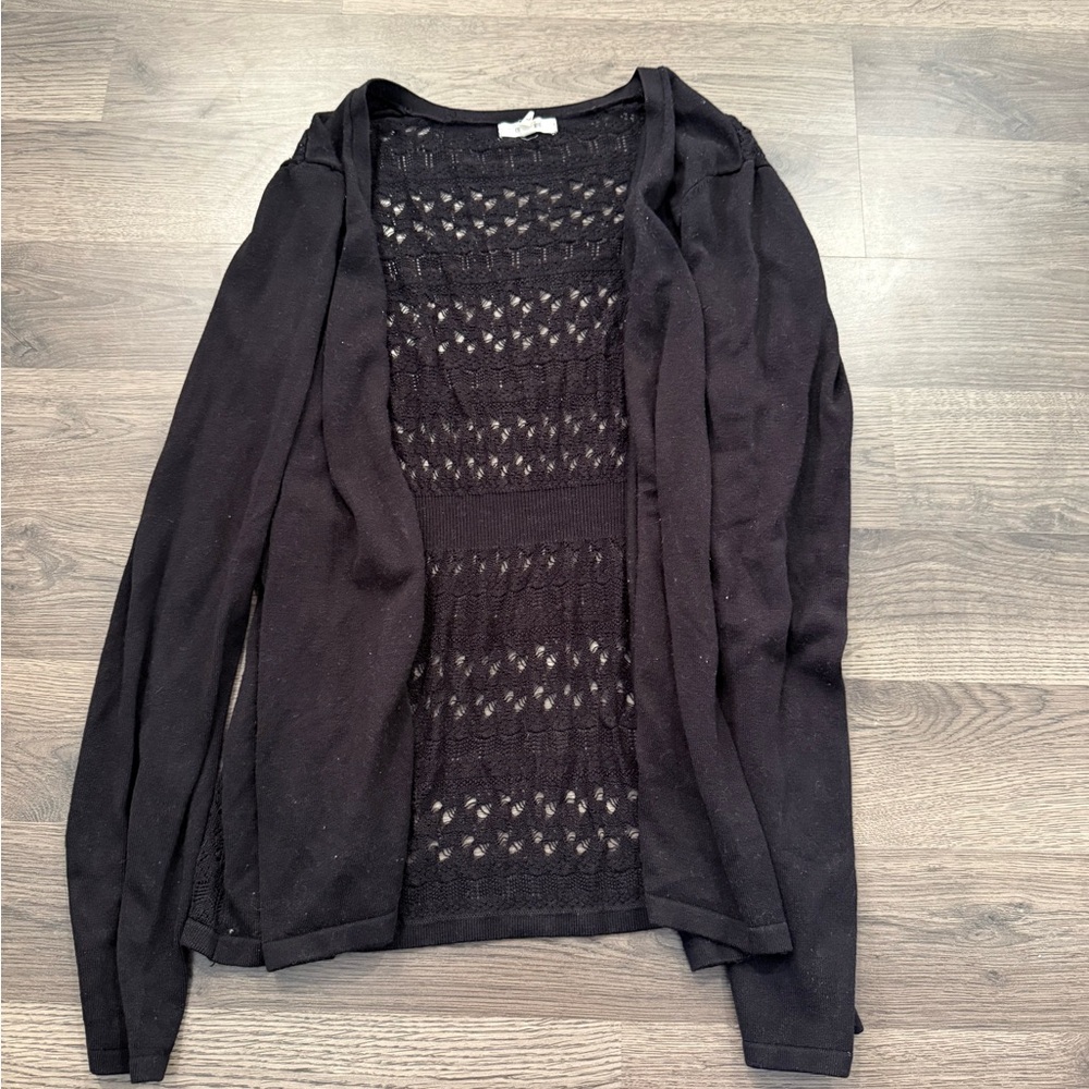 Maurices Black Open Knit Cardigan